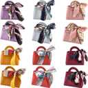 CALFOVERA 12 Pack 6 Colors Small Party Favor Boxes Reusable PU Leather Gift Candy Wrapping Bags with Handle Ribbon Mini Handbags for Weddings Party Guest Gift Bridal Showers Birthday Halloween