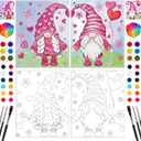Feifeiya 2 Pack Couples Pre Drawn Canvas Paint Kit for Adults Valentines Sip and Paint Art Gifts Valentine's Day Theme Stretched Canvas for Couples Game Date Night Anniversary, 8'' x 10''(Gnome)