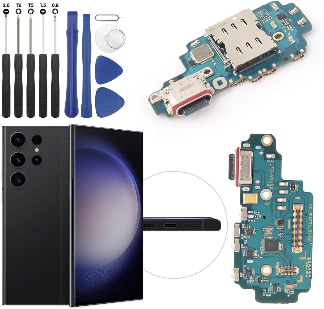 Replacement for Samsung Galaxy S23 Ultra 5G Charging Port Dock Connector for Galaxy SM-S918U Charging Port Replacement USB Charger Board Flex Cable Assembly Accessories with Repair Tools
