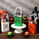 Amyhill 3 Pcs Halloween Wooden Table Centerpiece Decor for Home Trick or Treat Fake Candy Tiered Tray Decor Wood Treat Bags Tabletop Shelf Sitter for Halloween Home Shelf Party Supplies