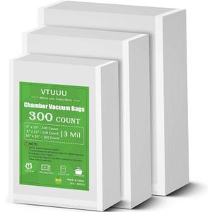 Chamber Vacuum Sealer Bags 300 Count 6" x 10" 8" x 12" 10" x 13" For 3-Mil Vacuum Chamber Bags Pre-Cut Chamber Vacuum Bags- BPA-Free -Heavy Duty Chamber Machine Pouches