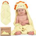 KeaBabies Hooded Baby Towel for Newborn - Viscose Derived from Bamboo Large Baby Bath Towels with Hood for Boys, Girls, Toddler, Extra Absorbent & Soft Newborn Bath Essentials (Lion) (Regular 35x35)