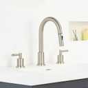 Bathroom Faucet 3 Hole - 8 Inch Widespread Bathroom Faucet with Sprayer, Brushed Nickel Sink Faucet Bathroom 2 Handles - Pull Down Vanity Faucets with Pop Up Drain and Supply Lines