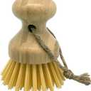 Bamboo Vegetable Palm Brush, Round Palm Scrubber for Pots, Pans: 1 Pack