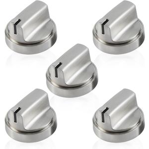 atgestore WB03X29300 Stainless Steel Stove Knobs Replacement for GE Stove Parts Range Knobs JGP3030SLSS JGP3036SL1SS JGP3030SL1SS GE Cooktop Knob KIP 5T06 Burner Control Knobs 5 Pcs