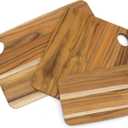 Lipper International Teak Wood Cutting Boards with Oval Holes in Corners, Assorted Sizes, Set of 3