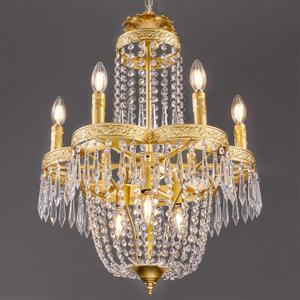 TOCHIC Gold Crystal Chandeliers for Dining Room, 9-Light French Empire Crystal Chandeliers for Entryway, 24" D Modern Luxury Ceiling Lighting Fixtures for Living Room Bedroom Kitchen Stairway Foyer, 19 inch