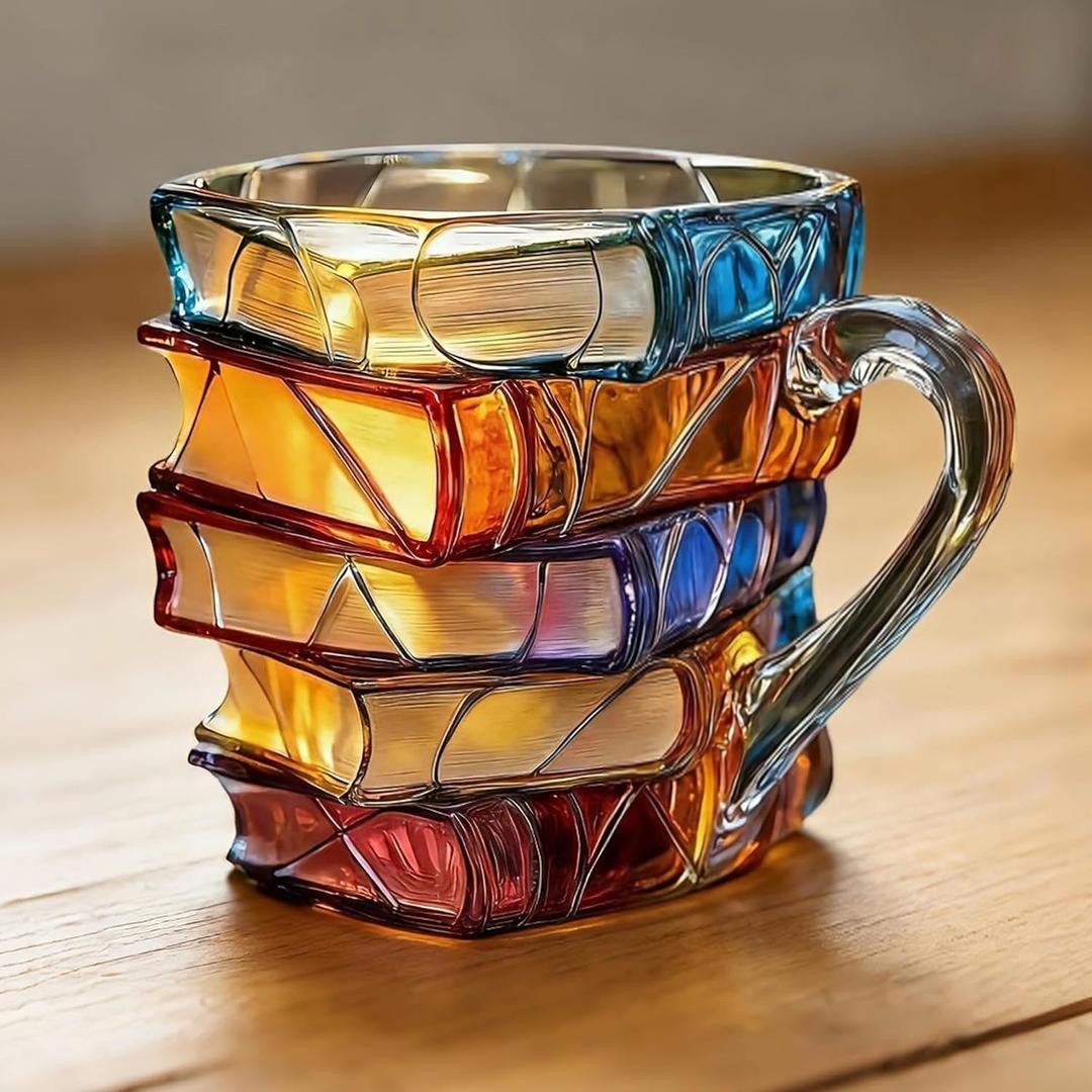 Painted Book Mug 3D Novelty Coffee Mugs for Book Lover Gifts for Women Unique Coffee Mugs 13 Oz Cool Funny Bookish Cute Tumblers Books Worm Readers Writers Librarian Gifts Women