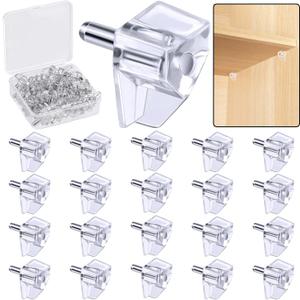5 Millimeters Shelf Support PegSupport Cabinet Shelf PinsClear Plastic Replacement Peg Cabinet Shelf Supports Pins for Kitchen Furniture Book Shelves Shelf Holder Locking Pins (20 Pieces)