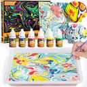 Water Marbling Paint for Kids, Arts and Crafts for Girls Boys, Marbling Paint Art Kit Art Supplies for Kids, Non-Toxic Creative Arts Crafts Kits Ideal Toys Gifts for Kids Toddlers Age 3-5 4-8 8-12, Small