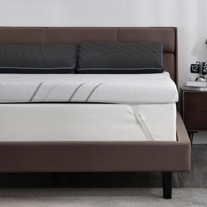 Extra Firm Mattress Topper Full 3 Inch for Back Pain Relief | High Density Support Foam, Bamboo Charcoal Infusion, CertiPUR-US Certified, Anti-Slip Straps and Removable Cover