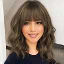 AISI HAIR Synthetic Wavy Curly Bob Wig with Bangs Brown mix Caramel Blonde Short Hair for Women Synthetic Heat Resistant Bob Wigs