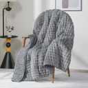 Cottonblue Weighted Blanket for Adults Queen Size 15 lbs, Soft Fuzzy Fleece Sherpa Weighted Throw Blankets 60x80 inches, Warm Cozy Fluffy Bubble GreyWinter Heavy Blanket for Bed Sofa Women Men Present