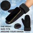 CZBRO Women's Winter Gloves, Winter Warm Mittens Thick Knitted Gloves Mittens Warm Soft Lining Cold Weather Accessories Gifts (1 Pair, Black)