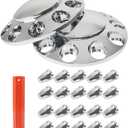 labwork Chrome Front Wheel Covers Hub Axle Plastic ABS 33mm Nut Lug Covers Center 1 Pair for 22.5 in & 24.5 in Semi Truck Wheels