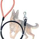 Heavy Duty Dog Leash, Chew Proof Metal Leash for Large Dogs (Up to 250lbs), WireRope Dog Leashes with Soft Silicone Grip (Black, 10 FT)