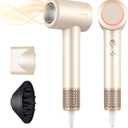 Hair Dryer, TurboLux Ionic 200 Million Negative Ions Fast Drying High Speed Hairdryer with Diffuser, Lightweight, Low Noise 1500W Hair Diffuser Dryer with 110000 RPM Brushless Motor (Cream)