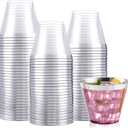 I00000 100PCS Silver Plastic Cups,9 oz Clear Plastic Cups with Silver Trim, Heavy-Duty Disposable Hard Cup For Party, Premium Cup Perfect for Wedding & Party