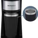 Elite Gourmet EHC-112B Personal Single-Serve Compact Coffee Maker Brewer Includes 14Oz. Thermal Travel Mug with Stainless Steel Interior, Compatible with Coffee Grounds, Reusable Filter, Black
