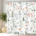 Cinbloo Cute Floral Shower Curtain,Sage Green Flower Fabric Bathroom Curtains,Wildflower Spring Summer Butterfly Plants Leaves Botanical Women Girls Girly Cloth Shower Curtain Set with Hooks, 72Wx72H