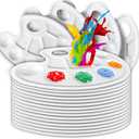 FANDAMEI 20 PCS Oval Paint Tray Palettes, Plastic Paint Tray Palette, Paint Palette Paint Pallets with Thumb Hole, Paint Holder Tray for Kids, Paint Trays for Kids, Paint Trays for Acrylic Paint