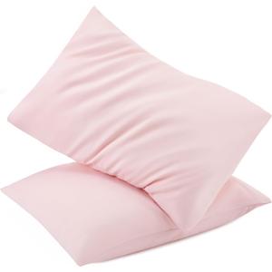 TILLYOU Toddler Pillowcase 2 Pack with Envelope Closure,13" x 18" Silky Soft Microfiber Travel Kids Pillowcase for Boys and Girls, Pink