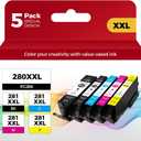 PGI-280XXL/CLI-281XXL Compatible Ink Cartridge Replacement for Canon Ink 280 and 281 Cartridge High Yield Use to PIXMA TR7520 TR8520 TR8500 TR8600 TR8620 TS6120 TS6220 TS9120 (5 Value Pack)