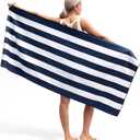 Eunzel 2 Pack Microfiber Beach Towel, Quick Dry Travel Towel Large Sand Free Towel for Beach, Camping, Swim Pool, Gym, Sports& Yoga 71"x32", Stripe Navy & Pink