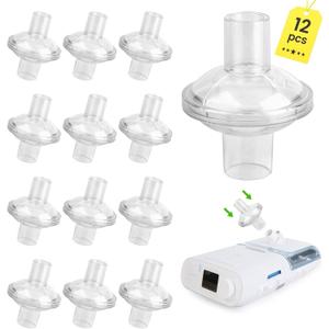 12 Pack Universal Fit in-Line Filters for CPAP and BiPAP Machine, Filter Resmed Airsense/Aircurve 10/11 Supplies, Dreamstation 2 Replacement Accessories Parts, C Pap 22/25mm Tube Machines