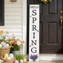 Spring Porch Decor Outdoor Decorations Wooden Door Decorations Indoor Outside Spring Porch Sign Rustic Lavender Welcome Sign for Front Door 46.8 Inch