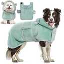 DENTRUN Dog Robes for After Bath - Super Absorbent & Fast Drying Coat with Hood, Bathrobe Beach Essentials, Bath Towels for Drying Dogs Large, Bath/Beach/Swimming Quick Dry Towel Robe L