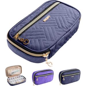 BAGSFY Pill Organizer Case 2 Times a Day- Weekly Medicine Organizer Travel Pill Box with Removable 7 Day Medicine Case Container for Fish Oil, Vitamin, Supplement (Blue)