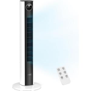 ZAFRO Tower Fan for Bedroom, 37Standing Fans with Remote, 90 Oscillating Fan with 12H Timer, Bladeless Fan with 4 Modes & 3 Speeds, BLACK+WHITE