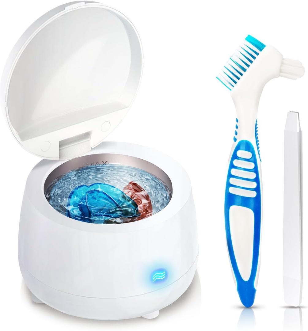 Ultrasonic Retainer Cleaner Machine for Denture: 43000Hz Portable Dental Guard Cleaner