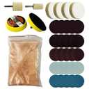 34Pcs Glass Polishing Kit, Multifunctional Scratch Remover Window Repair Tool for Window Repair, with Felt Polishing Wheel Polishing Disc Wool Polishing Pad and Cerium Oxide Polishing Powder (1)