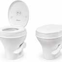 SEAFLO RV Toilet, Residential Height 18.4", Gravity Flush Foot Pedal, Soft Close Seat, Camper Toilet for RV Motorhome Travel Trailer, White, SFRTPH-01-01