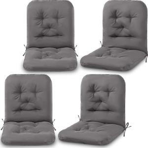 Chunful 4 Pack Tufted Back Chair Cushion Indoor Outdoor Weather Resistant Swivel Rocker Patio Chair Cushions for Outdoor Furniture (Dark Gray)
