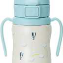 GROSMIMI Insulated 316 Stainless Steel Spill Proof Straw Cup, Water bottle with Flip Top for Toddlers, BPA Free (air balloon, 6oz)