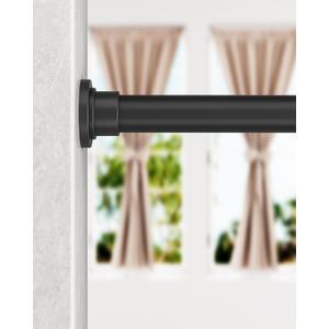 ALLZONE Shower Curtain Rod Spring, 28-42 Inch Heavy Duty Tension Rods No Drilling, Anti-Slip Shower Rods, Adjustable Tension Curtain Rod for Window/Bathroom/Closet, Black