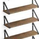 Wallniture Ponza Wood Floating Shelves for Wall Storage, Natural Burned Small Bookshelf Set of 5