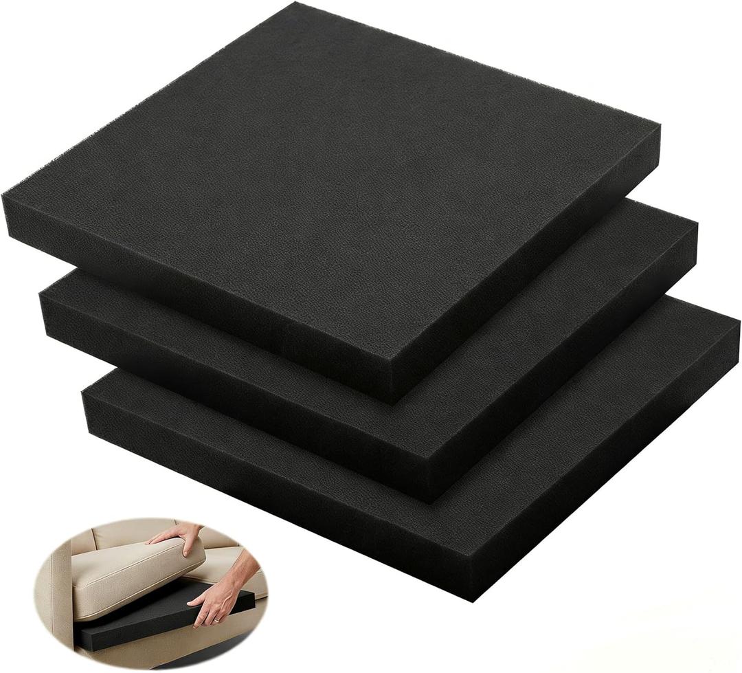 3 Pcs 45D Couch Cushion Support 22" x 22" x 2.4" Couch Cushion Replacement Couch Supports for Sagging Cushions High Density Rectangles Sofa Cushion Support for Furniture Seat Sagging Repair
