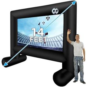 QILEBA 14 FT Inflatable Projector Movie Screen for Outside, Blow up Projector Screen Front/Rear Projection for Backyard Movie Night Outdoor Party