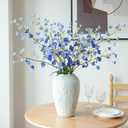 mizii 4Pcs Blue Pear Blossom Artificial Flower 37" Fake Silk Flowers with Stem Faux Flowers Bouquet for Vase Table Centerpieces Arrangements Home Decor Wedding Decorations (Blue)