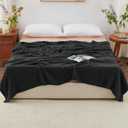 Love's Cabin 100% Cotton Muslin Blanket, 6 Layer Lightweight Breathable Gauze King Size Blanket 108 x 90 Inches, Soft Summer Blanket for Bed, Black