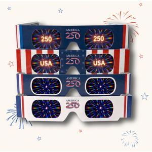 3 x America 250 3D fireworks glasses