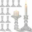 AVLA 12 Pack Crystal Candle Holders, Clear Taper Candlestick, Thick Glass Candle Stand, Small Centerpiece for Table, Wedding, Party, Church, Windowsill Decor, Home Decoration, Diamond Pattern