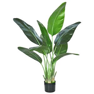 HAIHONG Artificial Bird of Paradise Plant,Faux Palm Tree Potted Plant with Real Touch Leaves,Fake Trees for Home Living Room Office Indoor Outdoor Decor(4FT-1Pack)