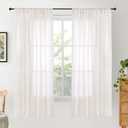 BGment Natural Linen Curtains 63 Inch Length for Living Room - Rod Pocket Textured Light Filtering Window Drapes for Bedroom Farmhouse Lightweight Rustic Decor, 2 Panels Set, 42 X 63 Inch