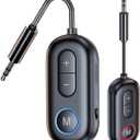 Bluetooth 5.4 Transmitter Receiver - 2-in-1 Bluetooth Wireless Audio Transmitter for Headphones or BT Devices - 3.5mm Audio Jack Adapter for TV, Airplane, Car, PC, Gym Equipment, Switch (Black)