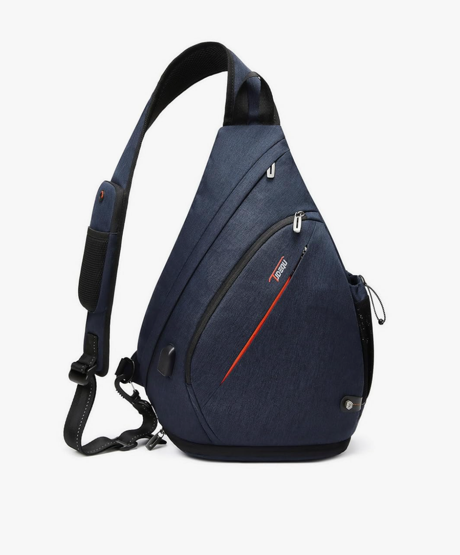 TUDEQU Sling backpack, 8 Pockets Sling Bag Crossbody, 19L Large Sling Bag for Men Travel Crossbody Backpack Hiking Outdoor